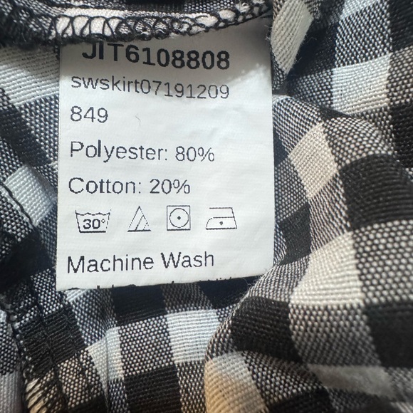 SHEIN Black & White Gingham Paperbag Tie-Waist A-Line Skirt - Picture 8 of 8